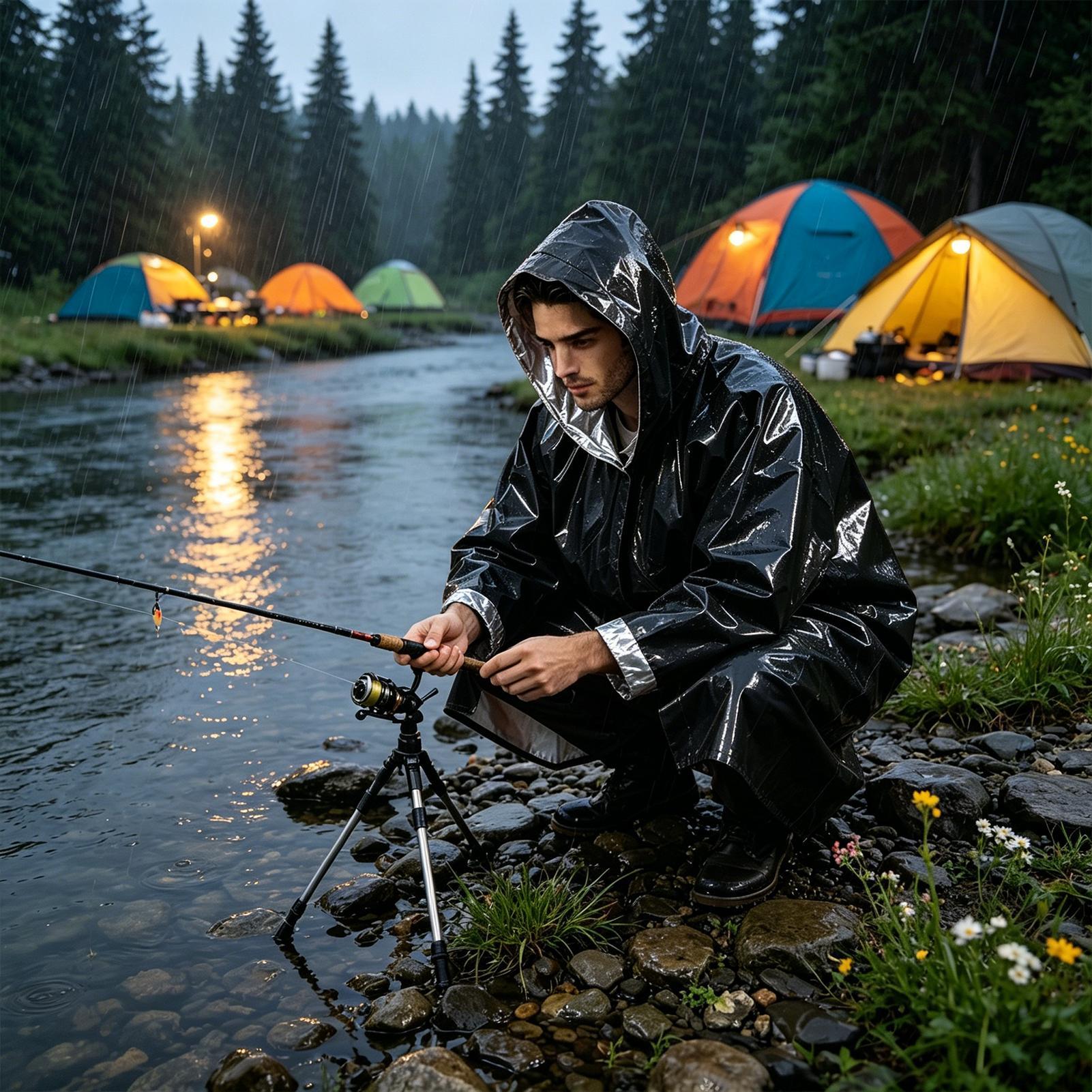 Emergency Poncho Rain - 1 szt. Wodoodporny płaszcz przeciwdeszczowy z